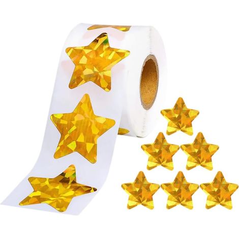 Lot de 500 Autocollants Étoiles Dorés Auto-adhésifs en Rouleau, Décoration Élégante pour Albums Photo et Scrapbooking Créatif (1/5)