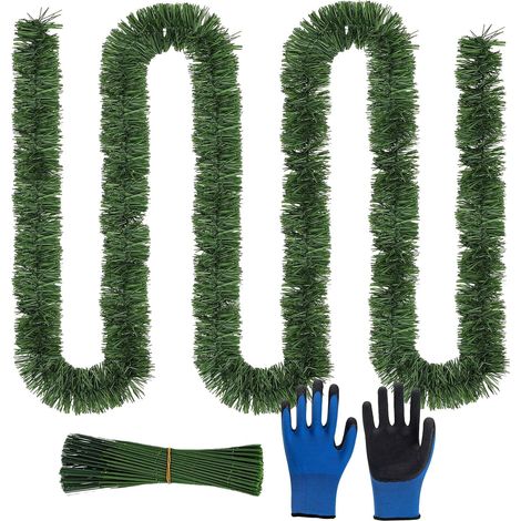 20M Guirlande Sapin Vert, PVC Guirlande Noel Artificiel avec Gants Fil Métallique Floral, Decoration Noel Exterieur DIY pour Escalier Cheminée Jardin (20m) (1/5)