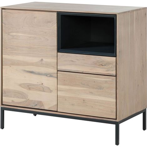 CHICAGO 08 Comò in legno di acacia - laccato / beige 90x45x85