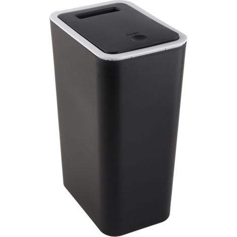 Poubelle ménagère grande capacité, étanche et sans odeur, couvercle à pression, poubelle en plastique noir pour cuisine, salon, salle de bain (1/5)