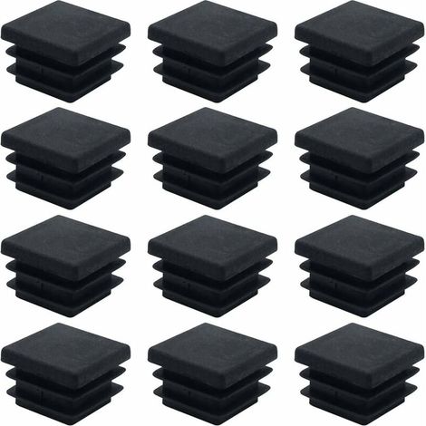 40 bouchons carrés en plastique noir 20 mm x 20 mm pour tuyaux carrés, protection pour pieds de meubles, armoires, étagères et chaises.