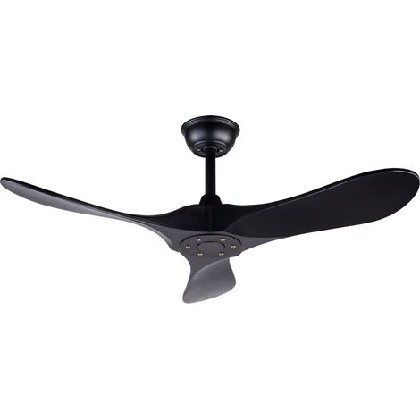 CHICFURN Ventilador de techo negro de 42 pulgadas, 3 aspas de madera, sin luz, mando a distancia (1/5)