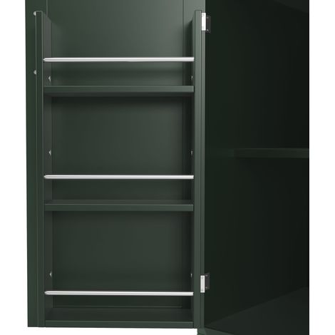 Meuble de rangement / Armoire de cuisine / Buffet avec éclairage LED, 120x40x188 cm, étagère à snacks et porte-boissons, 4 portes et 2 grands tiroirs, vert/noir/blanc (1/5)