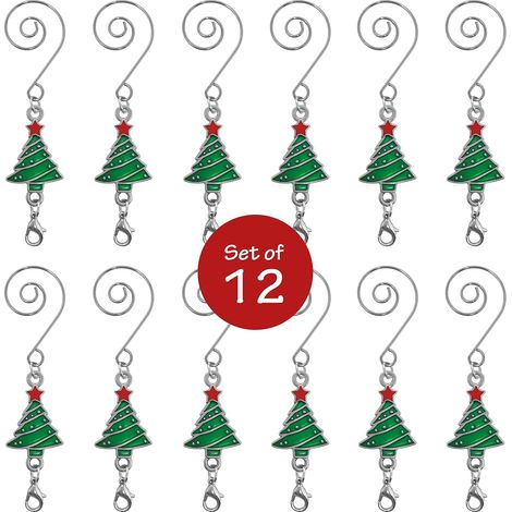 Lot de 12 crochets pour décorations de Noë–Attaches pour décorations de sapin, chaussettes de Noël, guirlandes, couronnes et décorations festives (8,9 cm) (1/5)