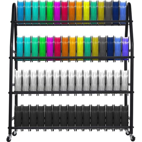 Supporto per filamenti per stampanti 3D, realizzato in acciaio al carbonio, dimensioni 110 x 94 x 37,5 cm, design robusto, include 11 aste di supporto, mobile con ruote (1/5)