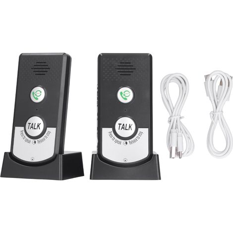 Interphone vocal sans fil, sonnette intelligente bidirectionnelle pour la maison, idéale pour les personnes âgées, les aidants et les personnes handicapées (noir).-AquaForge