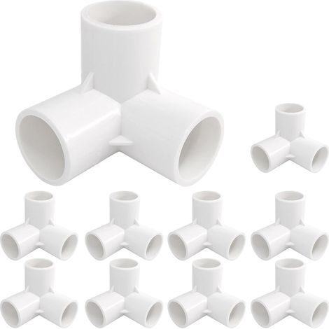 Pack of 10 3-way 20mm PVC fittings for greenhouses and furniture (1/5)