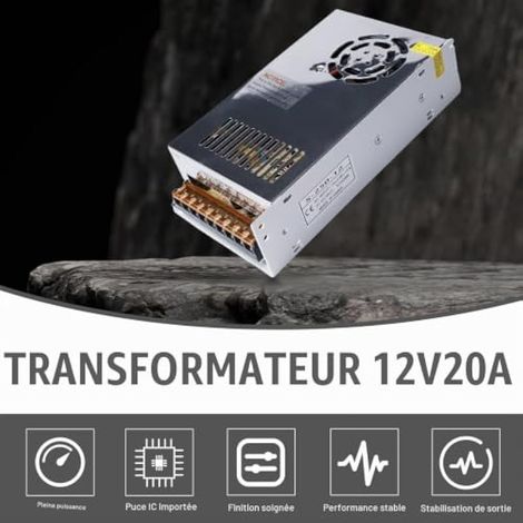 Bloc d'alimentation à découpage 12 V 20 A 240 W - Adaptateur secteur pour voiture - Transformateur LED - Transformateur de commutation - AC 110 V/220 V CC 12 V 20 A 240 W - Convertisseur de tension (1/3)