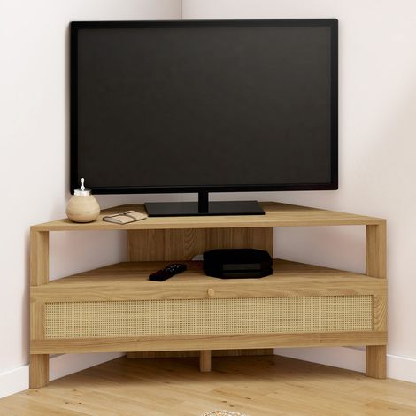 Mueble TV rinconero HANAE 100 cm 1 puerta efecto caña natural
