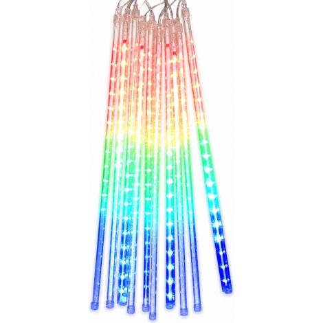 Guirlande LED Pluie de Météores Solaire Multicolore, Étanche Extérieur, Lot de 10 Tubes pour Noël (1/5)