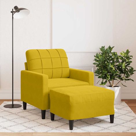 Sessel mit Hocker Gelb 60 cm Samt (1/5)
