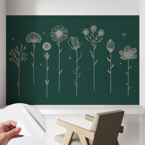 Papier peint adhésif décoratif pour salon chambre et cuisine Facile à poser avec colle Fleurs délicates 104x70 cm (1/5)