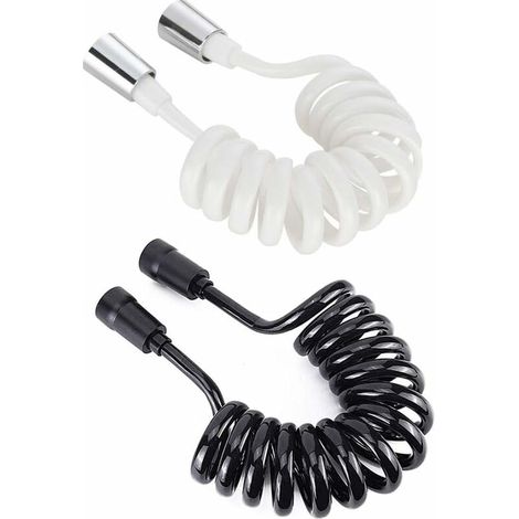Ulisem 2 pezzi tubo doccia, tubo doccia flessibile retrattile da 2 m/6,6 piedi con tappo in rame, tubo retrattile per doccia, WC e bidet bianco (nero, bianco) (1/4)