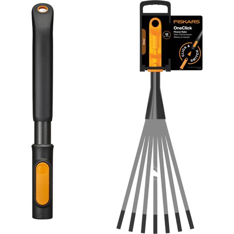 Rastrello per fiori FISKARS ONECLICK con testa stretta e manico corto da 29 cm