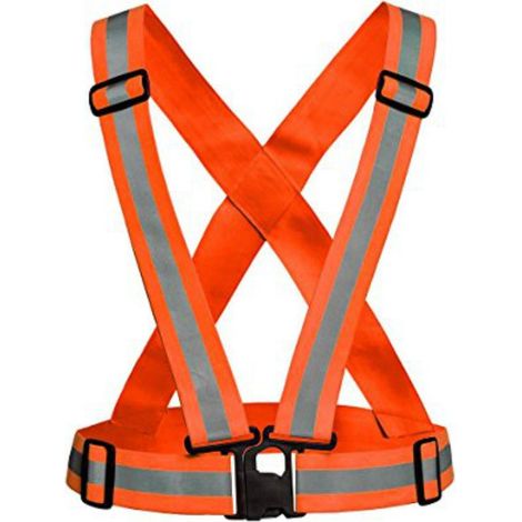 Bretelle giubbetto universale alta visibilità per corsa ciclismo monopattino rifrangente Colore - Arancio Fluo (1/5)