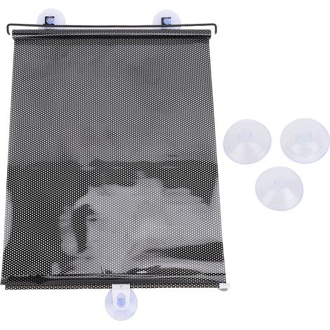 Pare-soleil à rouleau rétractable automatique, pare-brise de voiture avec 3 ventouses pour fenêtre 40X60cm / 15.75 23,62 pouces (1/5)