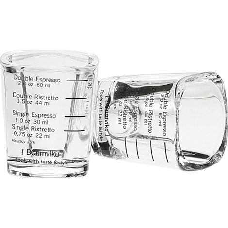 Tasse À Espresso En Verre - 60 ml - Carrée Avec Graduations - Pour Café, Alcools Et Préparations Culinaire - Lot De 2 (1/5)