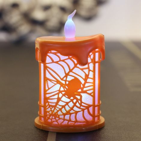 Décorations d'Halloween Crâne de Citrouille Bougie LED Bougie Décoration d'Halloween(couleur orange) (1/5)