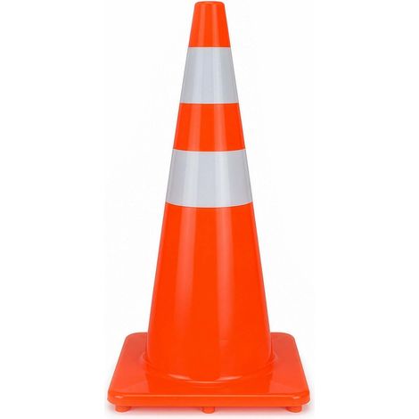 Wiltec Verkehrskegel aus PVC 70 cm, orangener Leitkegel zum Absichern, Pylon mit Reflexbändern (1/5)