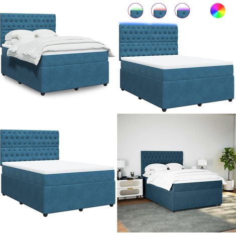 vidaXL Sommier à lattes de lit et matelas bleu 160x200 cm velours (1/5)