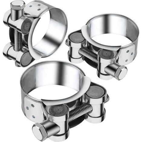 Collier Echappement 64-67mm Manchon Echappement 3 Pièces Collier Echappement Moto D'échappement Pinces Turbo Collier de Serrage Inox Tuyaux Gaines Ventilation pour Accessoires de Tuyaux D'échappement (1/5)