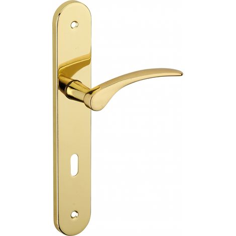 Thirard – Poignée de porte chambre Dionysos – Trou de clé – Carré 7mm – Entr'axes 195mm – Acier laiton – Installation facile