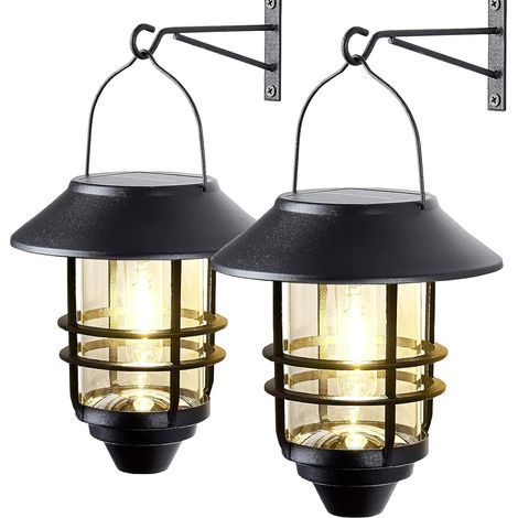 2 Pack Lanterne solaire extérieure. verre en acier inoxydable imperméable suspendu lumières solaires jardin extérieur pour l'extérieur. clôture. mur. lumière de porche (1/5)