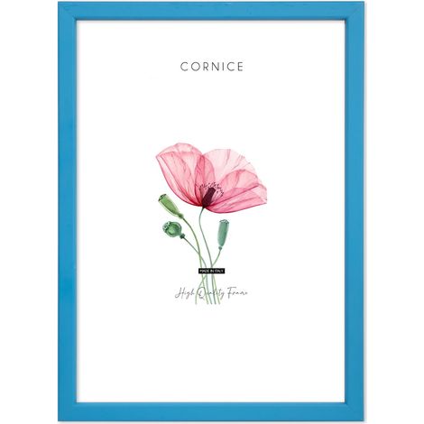 Lupia - Cornice portafoto in legno da parete BOMBER BLU CELESTE, per foto, stampe artistiche, poster, quadri moderni 24x30 cm