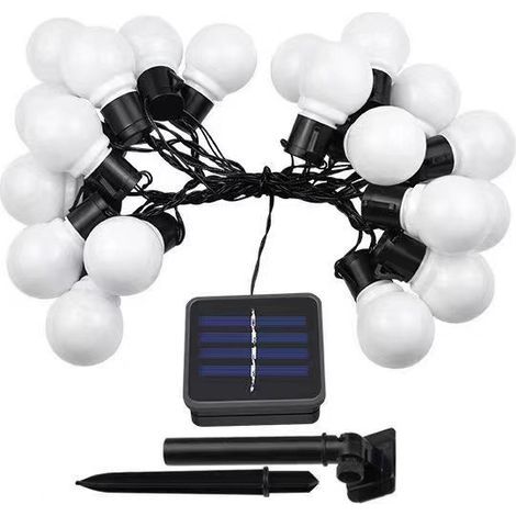 Guirnalda de luces blancas para exteriores con bombillas blancas: decoración romántica y elegante para jardín y patio (3,5 m, 10 luces). (1/5)