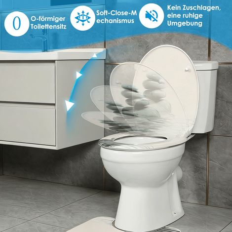 Abattant WC en duroplast avec mécanisme de fermeture freinée, motif pierres zen (1/5)