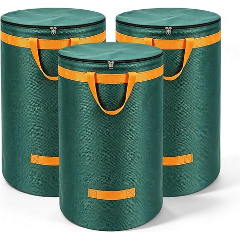 3 X 120L Sac Dechets Verts avec Couvercle et Poignées (1/5)