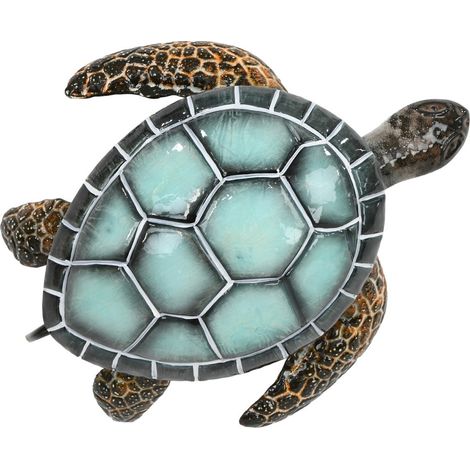 Tortuga decorativa de pared de metal turquesa y marrón 49 cm (1/4)