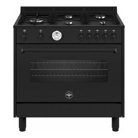 Bertazzoni La Germania Americana AMN965ETN24. Tipo di prodotto: Cucina, Colore del prodotto: Nero, Tipo di controllo: Manopola. Tipo di piano cottura: Gas, Numero totale di fuochi: 5... - AMN965ETN/24 (1/2)