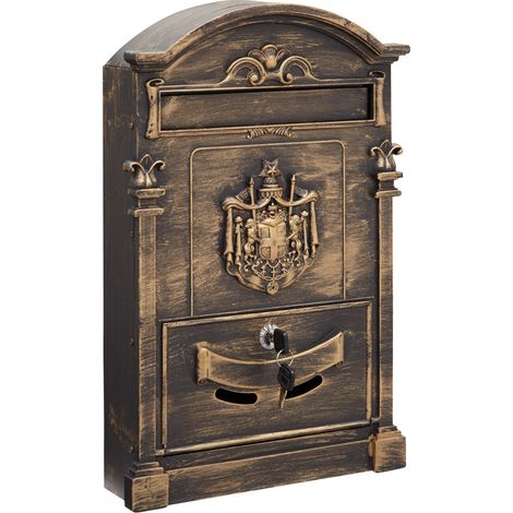 ARREGUI Residencia Maxi D-2152/B Briefkasten aus Aluminium im klassischen Stil, Größe L (Zeitschriften und C4-Umschläge), großer und Eleganter Wandbriefkasten für den Außenbereich, Bronze