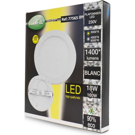 Plafonnier LED Blanc Ø220 mm 18W CCT DIMMABLE Miidex Lighting® (1/10)