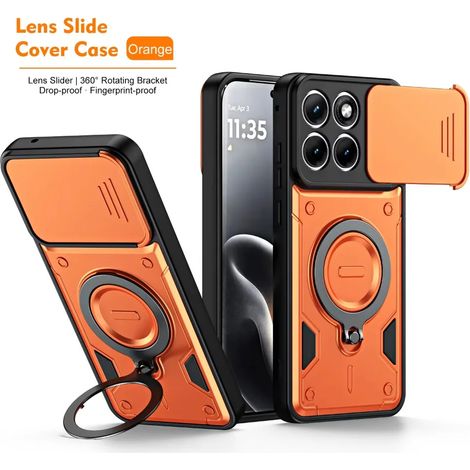(Orange, Motorola Moto G05) Support de bague magnétique et cache-objectif coulissant pour Motorola. (1/5)
