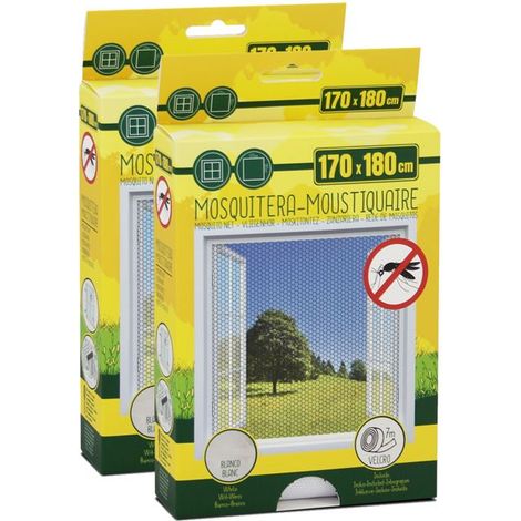 Lot de 2 Moustiquaire de Fenêtre 170 x 180 cm avec Fixation auto-agrippante, protection contre moustiques, mouches et araignées (1/5)