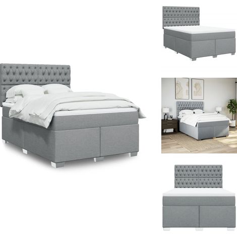 Sommier à lattes de lit avec matelas Gris clair 140x190cm Tissu - Sommier À Lattes De Lit - Sommiers À Lattes De Lit - Lit - Meuble De Chambre À Coucher (1/5)