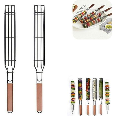Paniers de grillage pour barbecue lot de 2 - paniers en métal 49 x 4,8 cm (1/5)