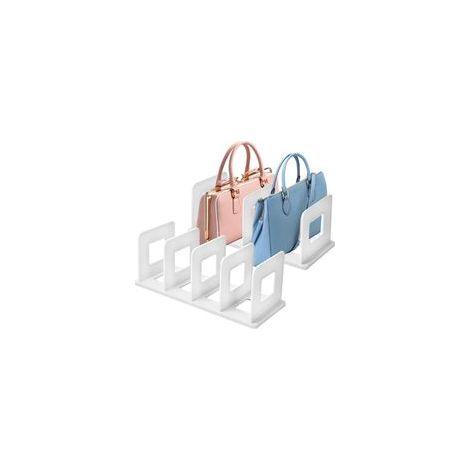 2 Pack Rangement de Sac à Main pour Placard, 15x35x14,5cm Séparateurs Étagères en Plastique avec 4 Fentes, Rangement Vertical Ajustable pour Sac à Main pour Sac à Main Sac Pull Over Chem