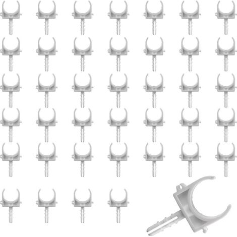 40 pièces Clips de Tuyau en PPR,Permet de fixer des tuyaux PPR,conception en U,rainures antidérapantes,2.1x5.5x1,2cm,diamètre:1.6cm,avec tous types de tuyaux (vis non fournies) (1/5)