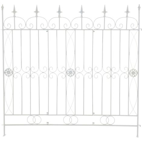 Valla de jardín 115x125 cm en metal blanco 100002951 (1/5)