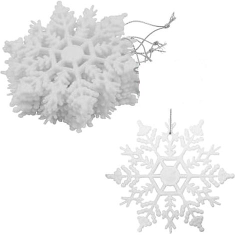 Copos de nieve blancos brillantes (10 cm) - Árbol de Navidad  Copos de nieve para fiestas y ocasiones especiales, 12 piezas por paquete