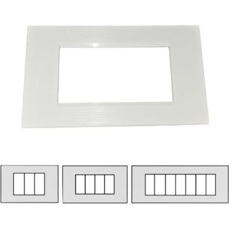 Placca 4 Posti Bianca Satinata - Compatibile Living Light - TOT (1/4)