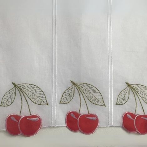 Brise bise brodé griottes Rouge 90x45 cm