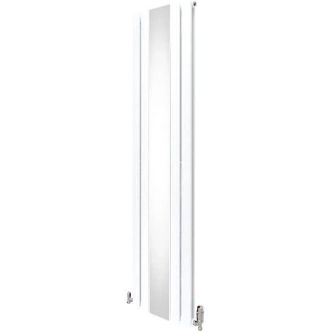 Flat Mirror Radiator & Valves - 1800mm x 425mm - White