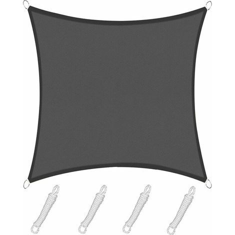 royaluxe -Voile d'ombrage carré 4x4m, Toile ombrage Solaire imperméable et résistante, pour Patio Jardin terrasse, Coul Graphite (1/5)