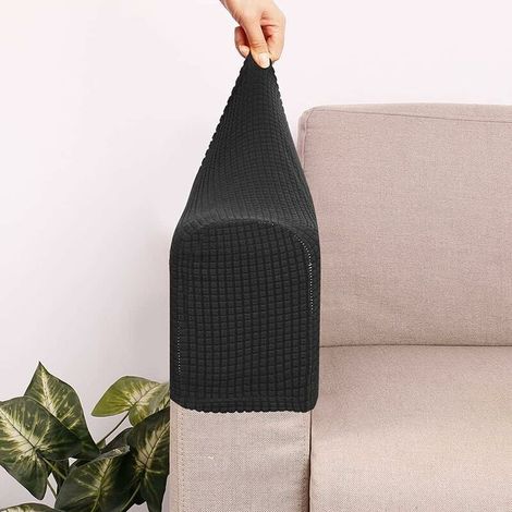 Set mit 2 rutschfesten, elastischen Fleece-Schutzbezügen für Sofa-Armlehnen