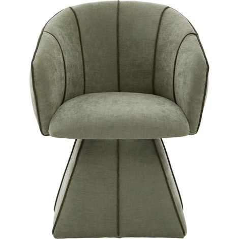 Fauteuil pivotant en tissu chenille olive avec dossier haut, adapté pour adultes et adolescents (1/5)