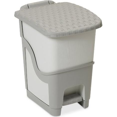 DEA HOME Z441M025 Pattumiera Rattan Bin, 18 L, 28x35x40, Grigio/Tortora